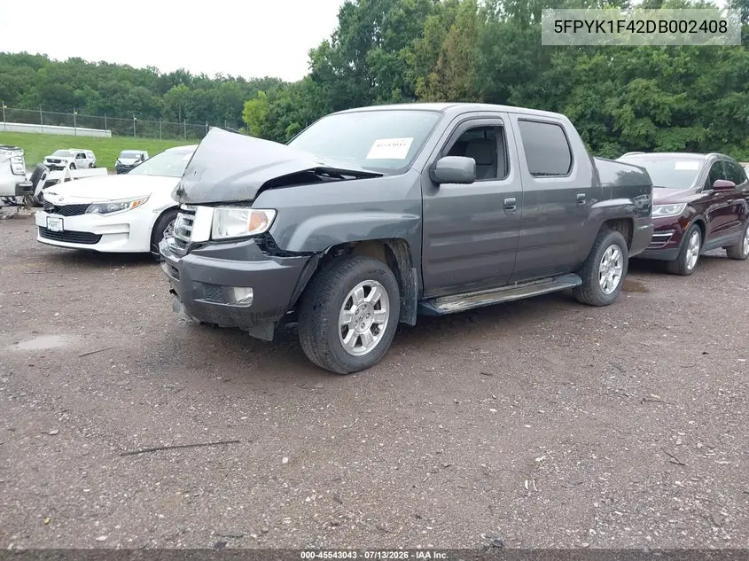 2013 Honda Ridgeline Rts VIN: 5FPYK1F42DB002408 Lot: 45543043