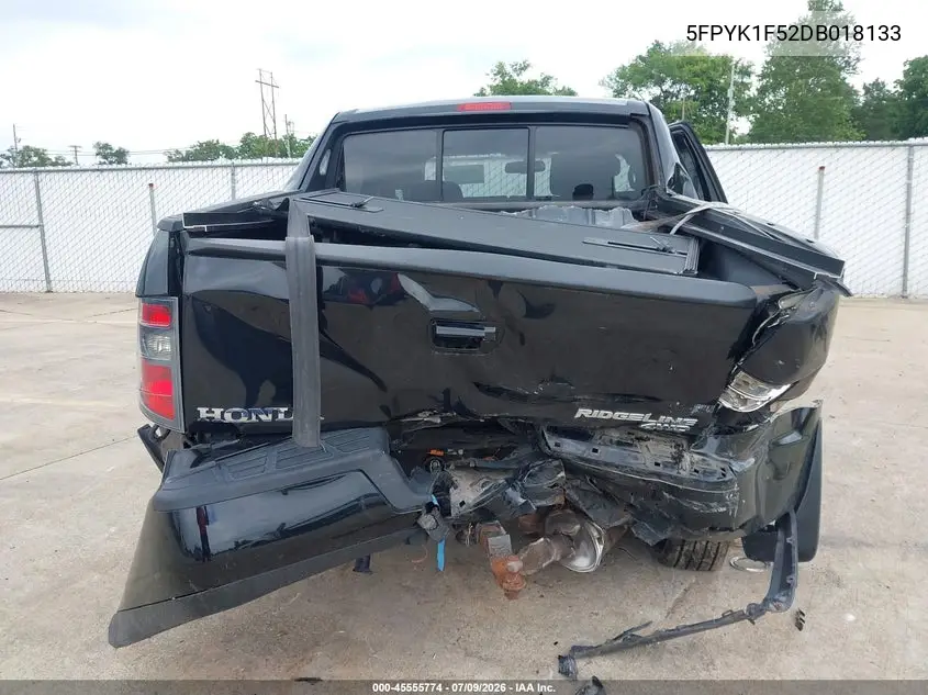 2013 Honda Ridgeline Rtl VIN: 5FPYK1F52DB018133 Lot: 45555774