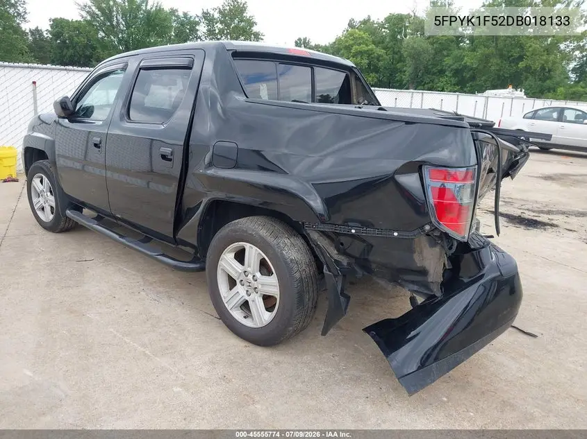 2013 Honda Ridgeline Rtl VIN: 5FPYK1F52DB018133 Lot: 45555774