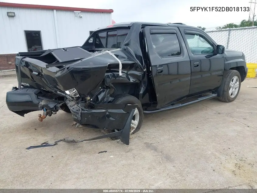 2013 Honda Ridgeline Rtl VIN: 5FPYK1F52DB018133 Lot: 45555774