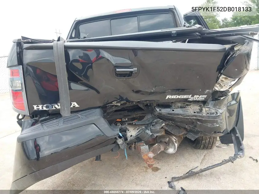 2013 Honda Ridgeline Rtl VIN: 5FPYK1F52DB018133 Lot: 45555774