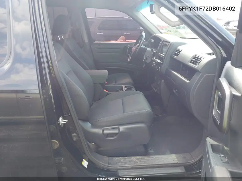 2013 Honda Ridgeline Sport VIN: 5FPYK1F72DB016402 Lot: 45573429