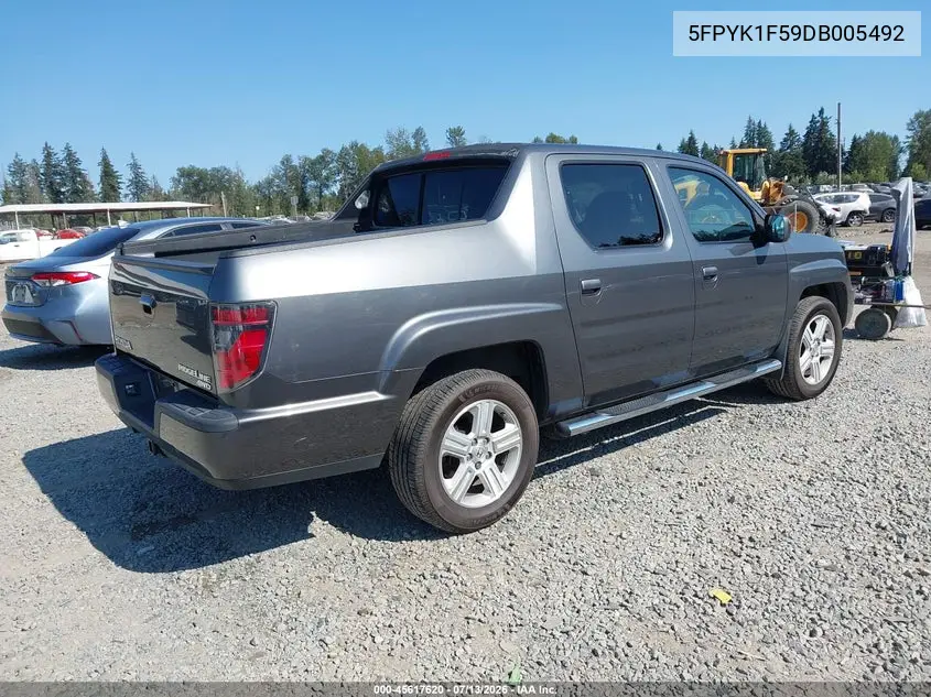 2013 Honda Ridgeline Rtl VIN: 5FPYK1F59DB005492 Lot: 45617620