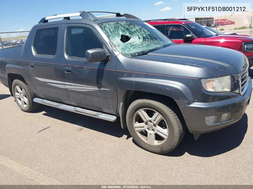 2013 Honda Ridgeline Rtl VIN: 5FPYK1F51DB001212 Lot: 45644964