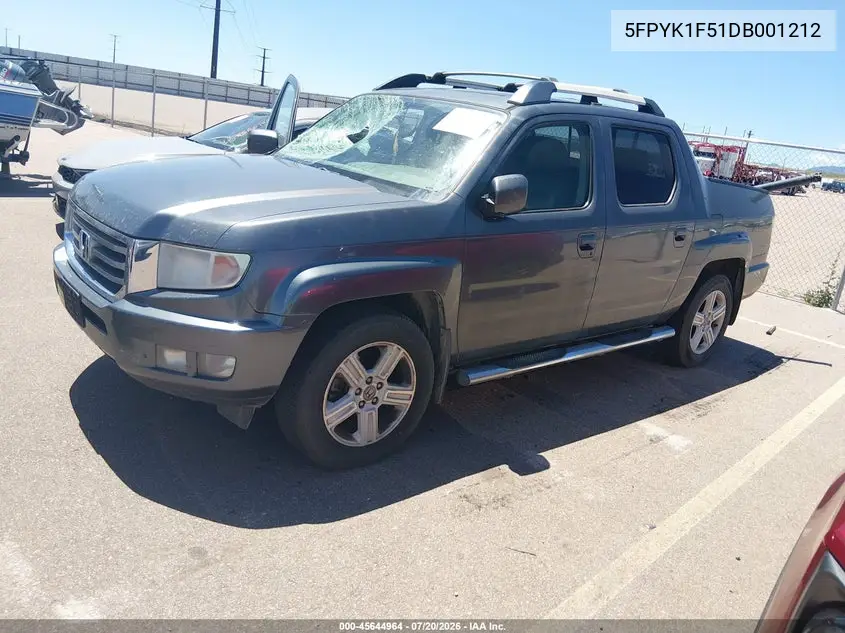 2013 Honda Ridgeline Rtl VIN: 5FPYK1F51DB001212 Lot: 45644964
