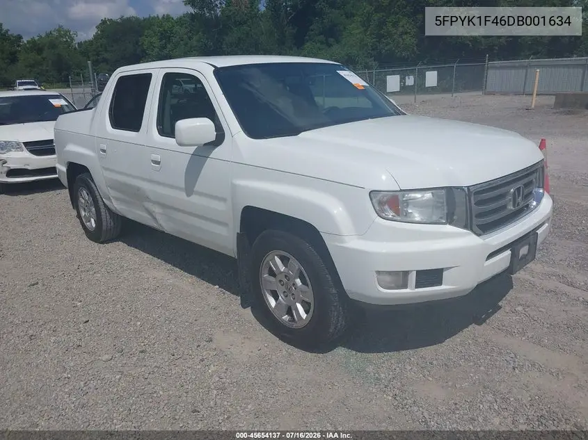 2013 Honda Ridgeline Rts VIN: 5FPYK1F46DB001634 Lot: 45654137