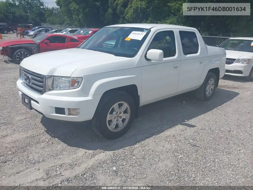 2013 Honda Ridgeline Rts VIN: 5FPYK1F46DB001634 Lot: 45654137