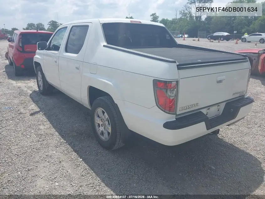 2013 Honda Ridgeline Rts VIN: 5FPYK1F46DB001634 Lot: 45654137