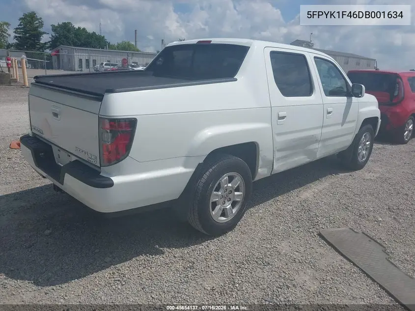 2013 Honda Ridgeline Rts VIN: 5FPYK1F46DB001634 Lot: 45654137