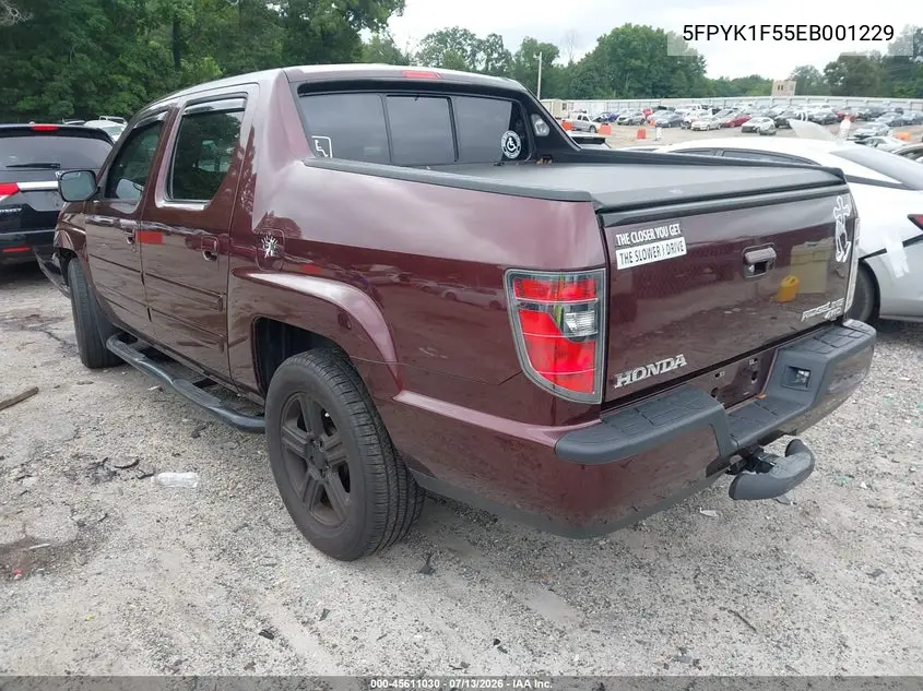 2014 Honda Ridgeline Rtl VIN: 5FPYK1F55EB001229 Lot: 45611030