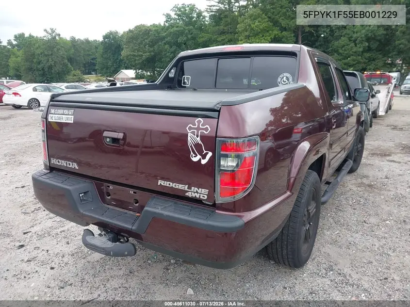 2014 Honda Ridgeline Rtl VIN: 5FPYK1F55EB001229 Lot: 45611030