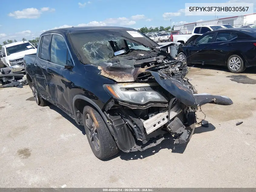2017 Honda Ridgeline Rtl-E VIN: 5FPYK3F73HB030567 Lot: 45486214