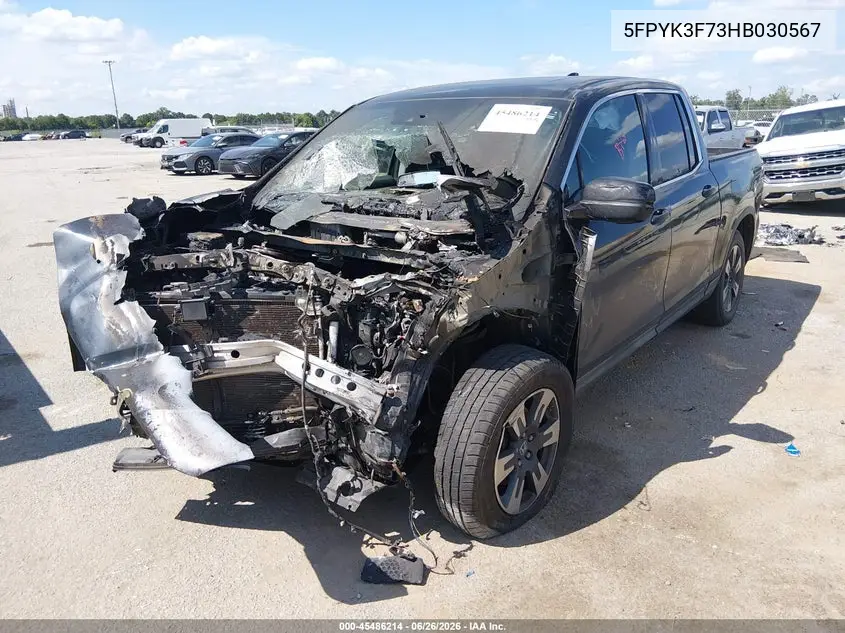 2017 Honda Ridgeline Rtl-E VIN: 5FPYK3F73HB030567 Lot: 45486214