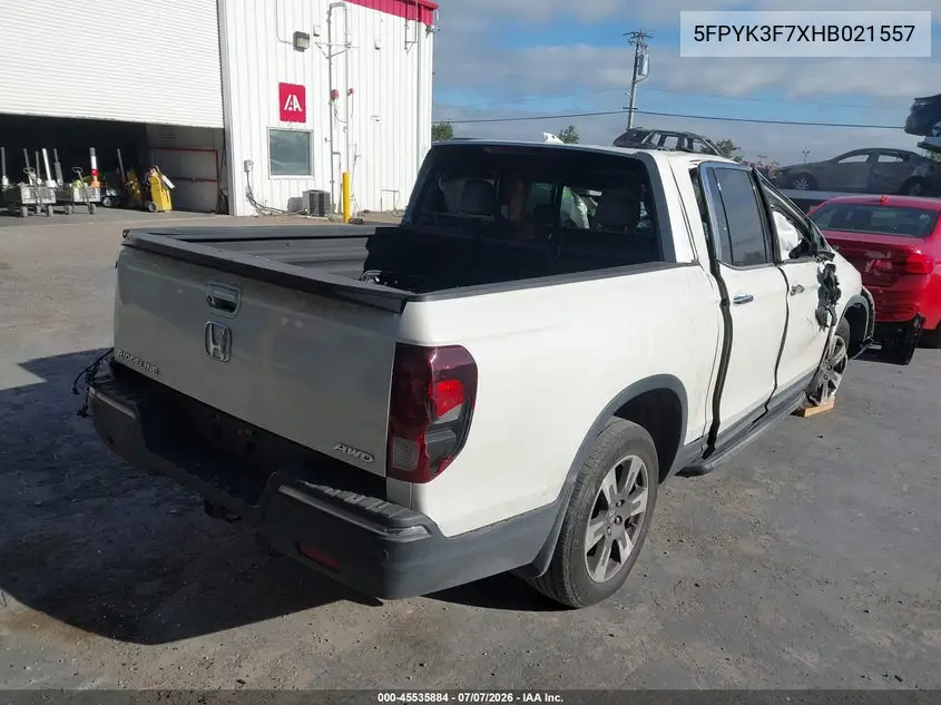2017 Honda Ridgeline Rtl-E VIN: 5FPYK3F7XHB021557 Lot: 45535884