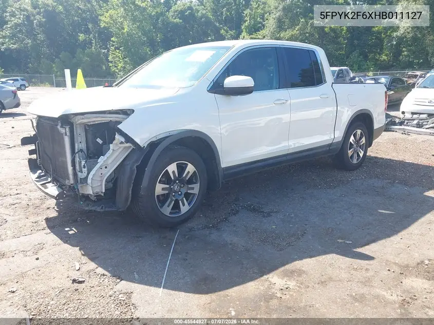 2017 Honda Ridgeline Rtl-T VIN: 5FPYK2F6XHB011127 Lot: 45544927
