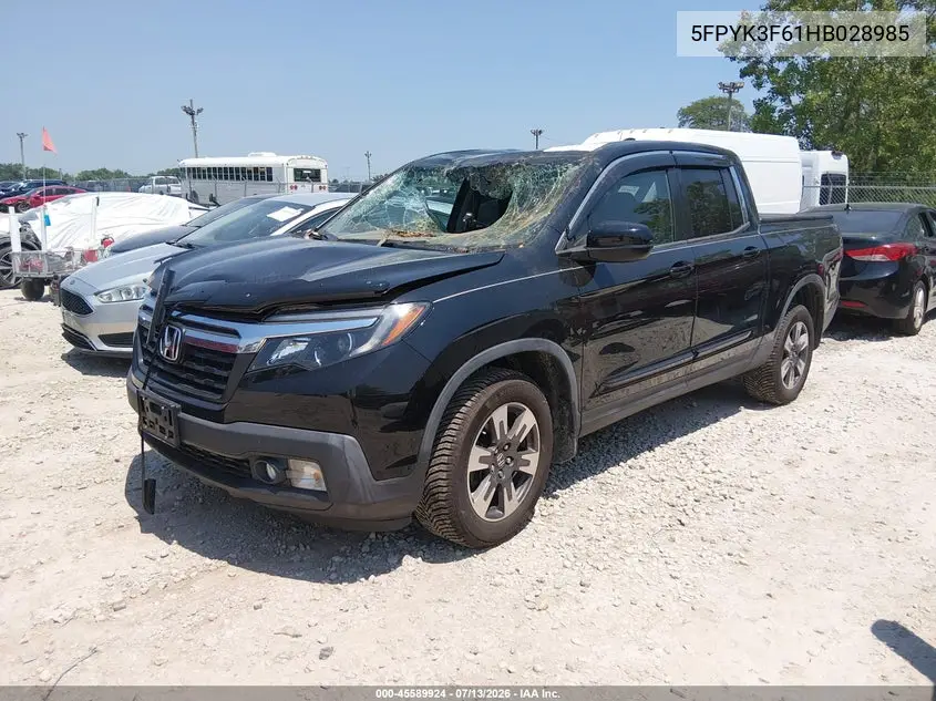 2017 Honda Ridgeline Rtl-T VIN: 5FPYK3F61HB028985 Lot: 45589924