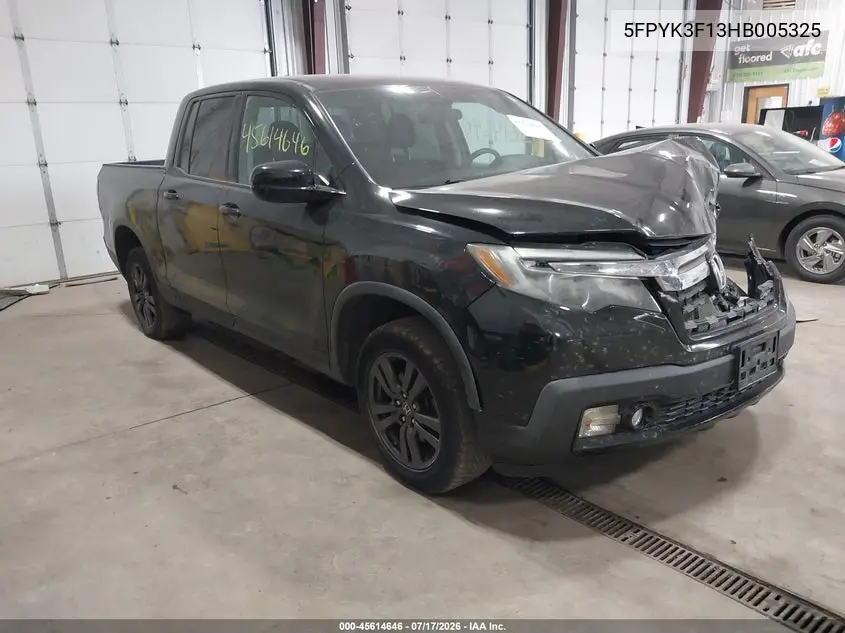 2017 Honda Ridgeline Sport VIN: 5FPYK3F13HB005325 Lot: 45614646