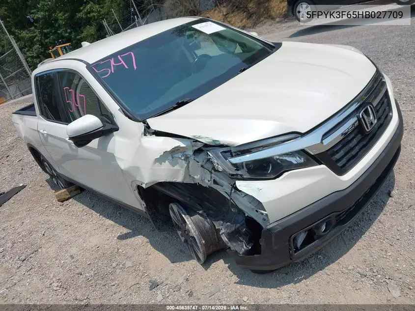 2017 Honda Ridgeline Rtl-T VIN: 5FPYK3F65HB027709 Lot: 45635747