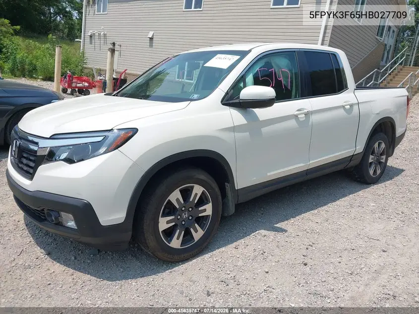 2017 Honda Ridgeline Rtl-T VIN: 5FPYK3F65HB027709 Lot: 45635747