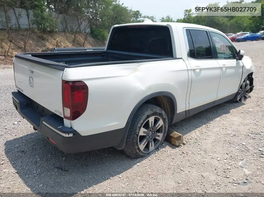 2017 Honda Ridgeline Rtl-T VIN: 5FPYK3F65HB027709 Lot: 45635747