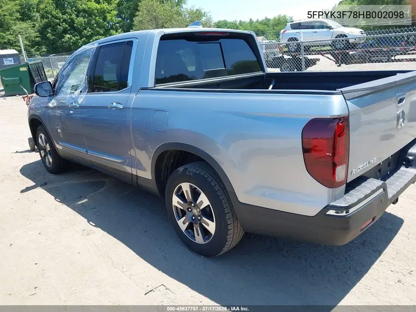 2017 Honda Ridgeline Rtl-E VIN: 5FPYK3F78HB002098 Lot: 45637757