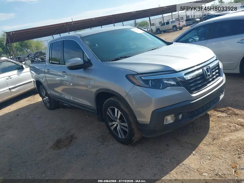 2017 Honda Ridgeline Rts VIN: 5FPYK3F45HB033928 Lot: 45642568