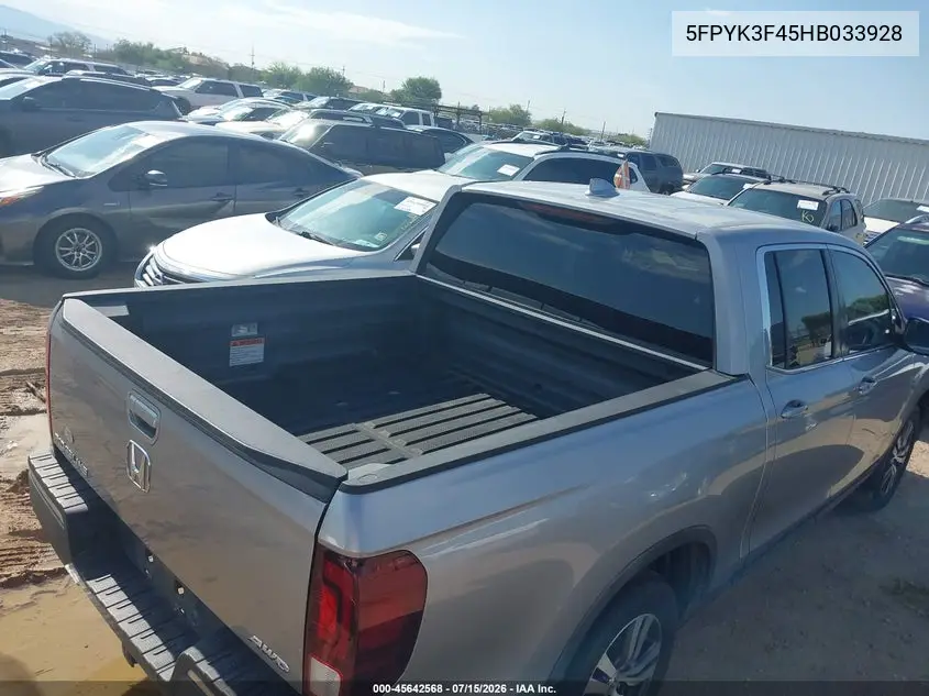 2017 Honda Ridgeline Rts VIN: 5FPYK3F45HB033928 Lot: 45642568
