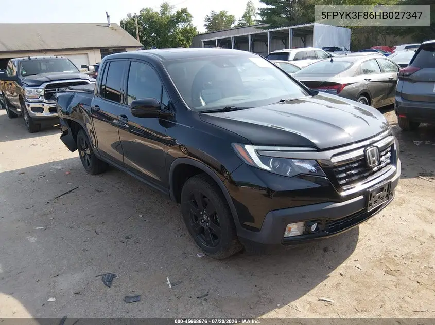 2017 Honda Ridgeline Black Edition VIN: 5FPYK3F86HB027347 Lot: 45668676