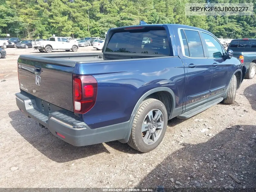 2018 Honda Ridgeline Rtl-T VIN: 5FPYK2F63JB003277 Lot: 45434290