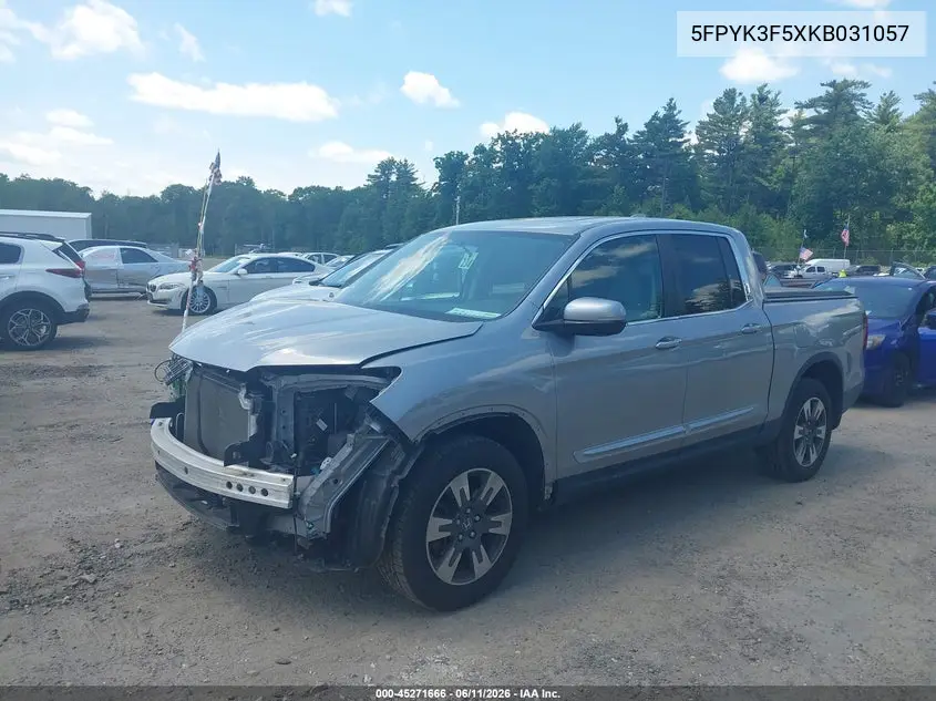 2019 Honda Ridgeline Rtl VIN: 5FPYK3F5XKB031057 Lot: 45271666