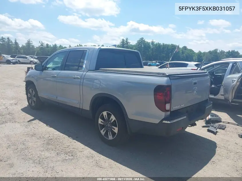 2019 Honda Ridgeline Rtl VIN: 5FPYK3F5XKB031057 Lot: 45271666