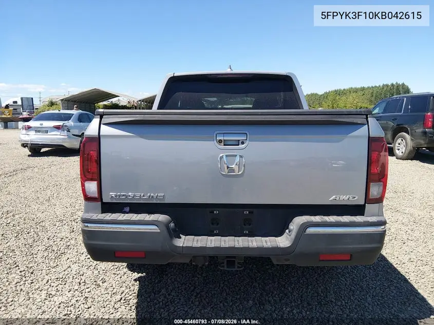 2019 Honda Ridgeline Sport VIN: 5FPYK3F10KB042615 Lot: 45460793