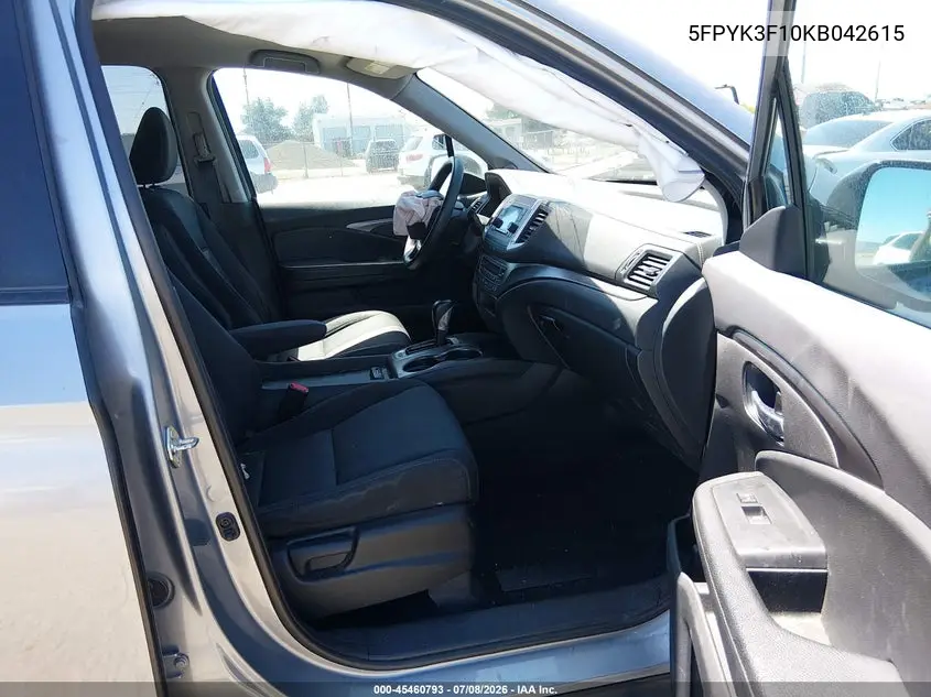 2019 Honda Ridgeline Sport VIN: 5FPYK3F10KB042615 Lot: 45460793