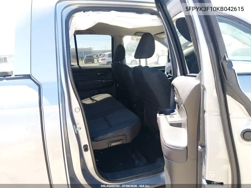 2019 Honda Ridgeline Sport VIN: 5FPYK3F10KB042615 Lot: 45460793