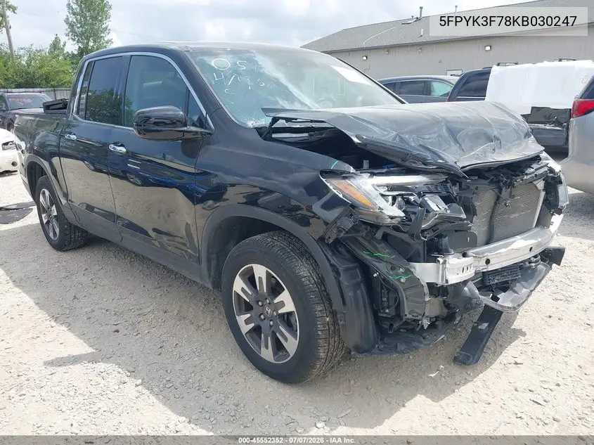 2019 Honda Ridgeline Rtl-E VIN: 5FPYK3F78KB030247 Lot: 45552352