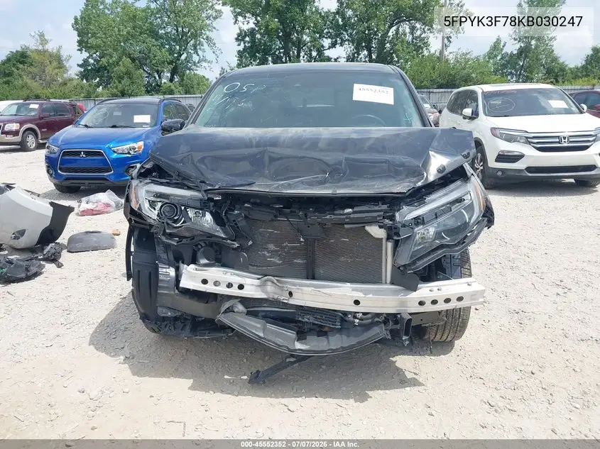 2019 Honda Ridgeline Rtl-E VIN: 5FPYK3F78KB030247 Lot: 45552352