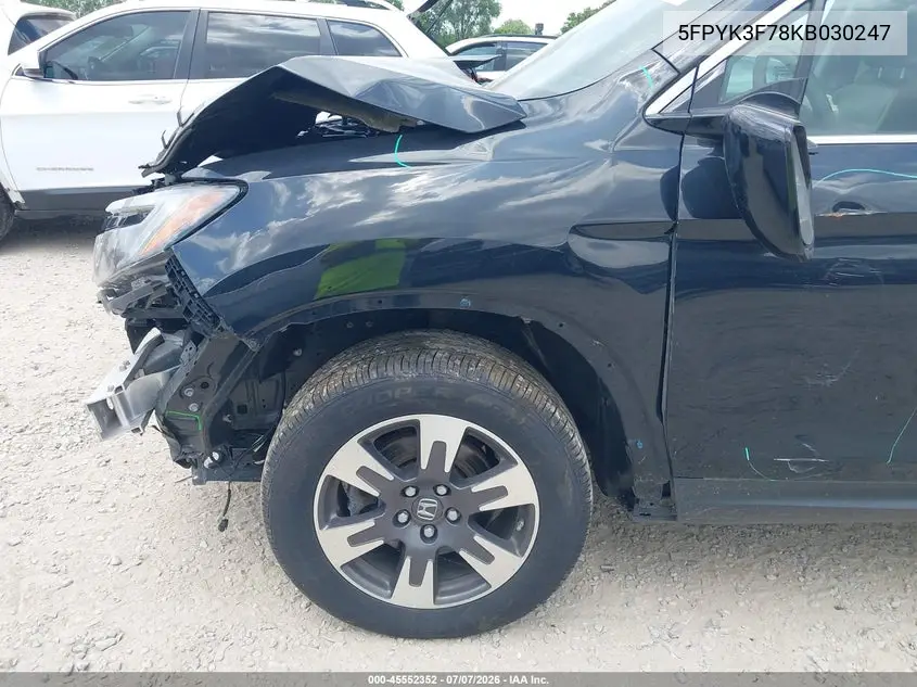 2019 Honda Ridgeline Rtl-E VIN: 5FPYK3F78KB030247 Lot: 45552352