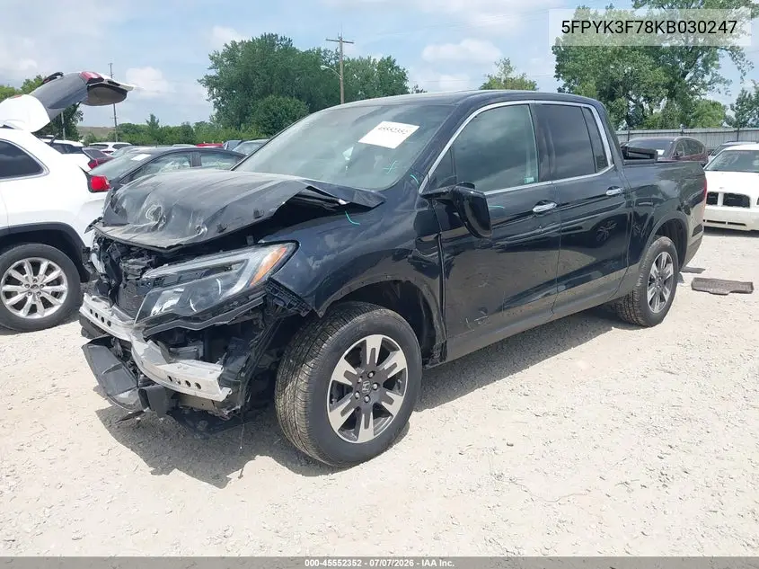2019 Honda Ridgeline Rtl-E VIN: 5FPYK3F78KB030247 Lot: 45552352