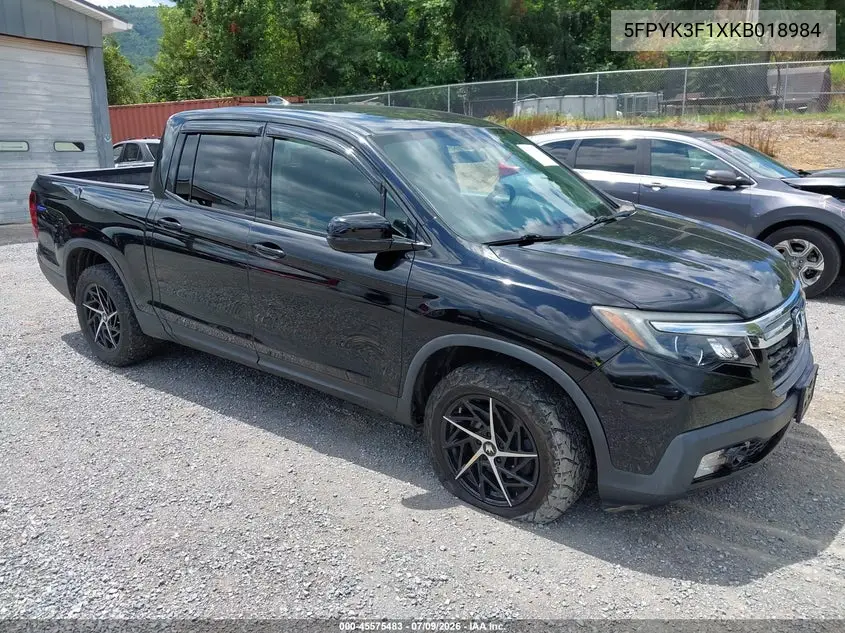 2019 Honda Ridgeline Sport VIN: 5FPYK3F1XKB018984 Lot: 45575483
