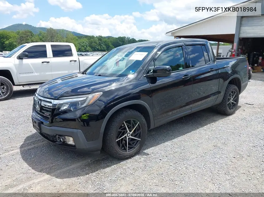 2019 Honda Ridgeline Sport VIN: 5FPYK3F1XKB018984 Lot: 45575483