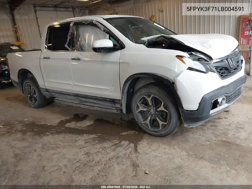2020 Honda Ridgeline Rtl-E VIN: 5FPYK3F71LB004591 Lot: 45581948