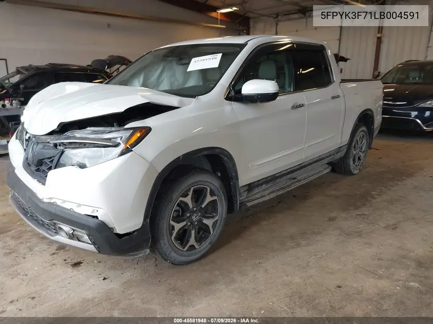 2020 Honda Ridgeline Rtl-E VIN: 5FPYK3F71LB004591 Lot: 45581948