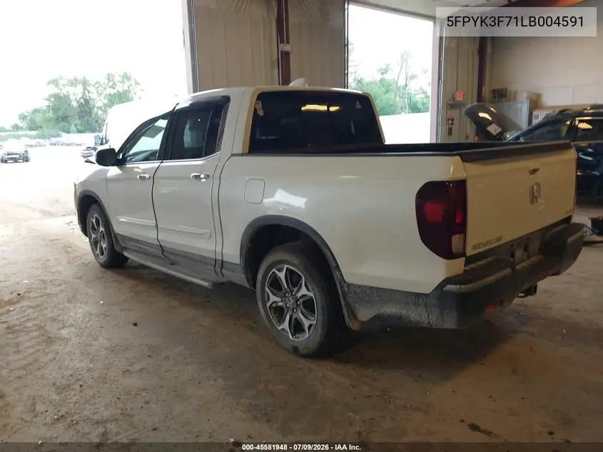 2020 Honda Ridgeline Rtl-E VIN: 5FPYK3F71LB004591 Lot: 45581948