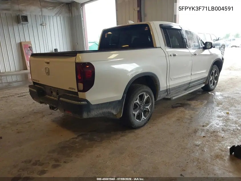 2020 Honda Ridgeline Rtl-E VIN: 5FPYK3F71LB004591 Lot: 45581948