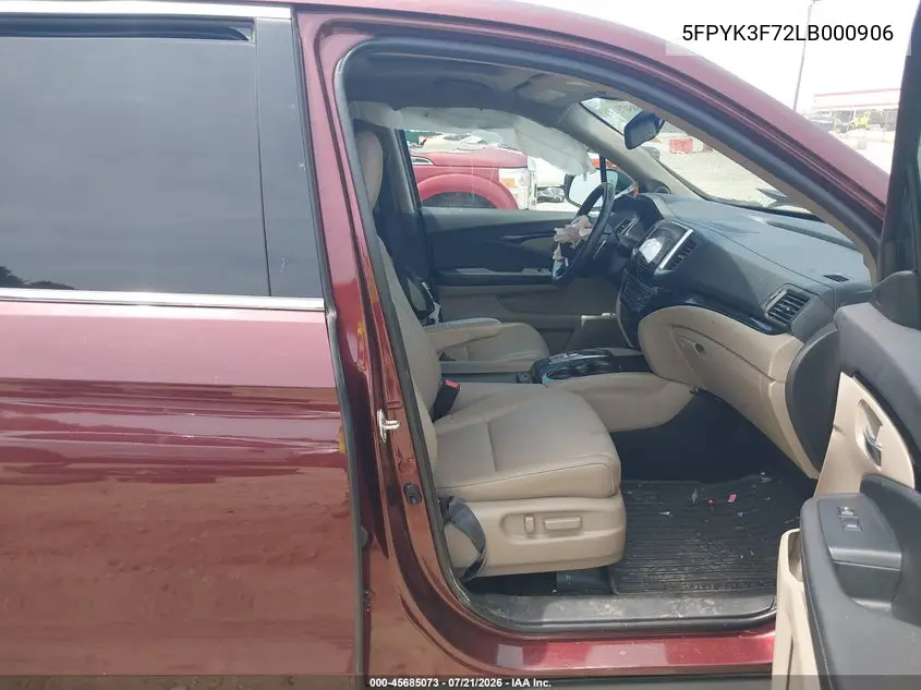 2020 Honda Ridgeline Rtl-E VIN: 5FPYK3F72LB000906 Lot: 45685073
