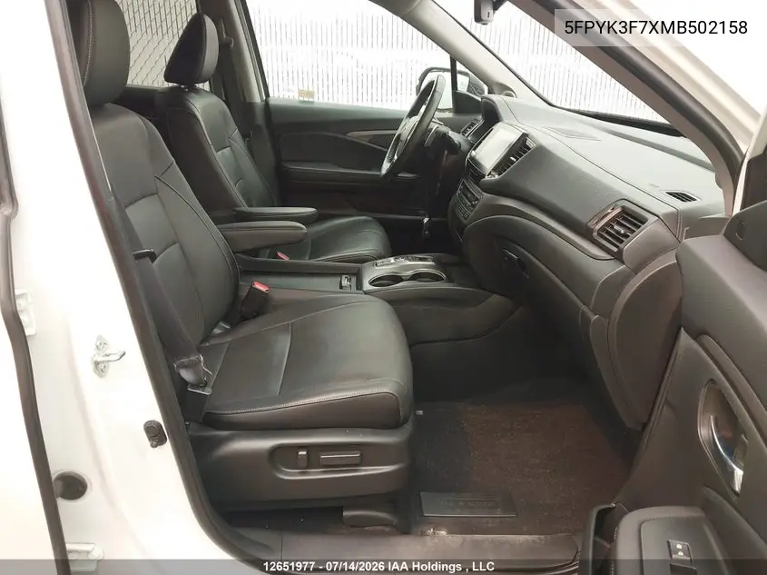 2021 Honda Ridgeline VIN: 5FPYK3F7XMB502158 Lot: 12651977
