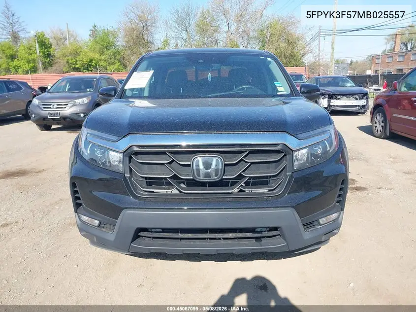 2021 Honda Ridgeline Awd Rtl VIN: 5FPYK3F57MB025557 Lot: 45067099