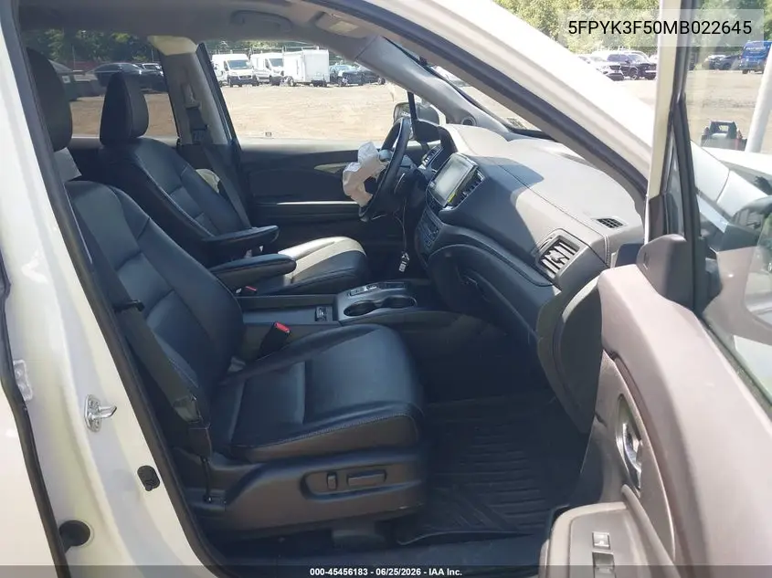 2021 Honda Ridgeline Awd Rtl VIN: 5FPYK3F50MB022645 Lot: 45456183