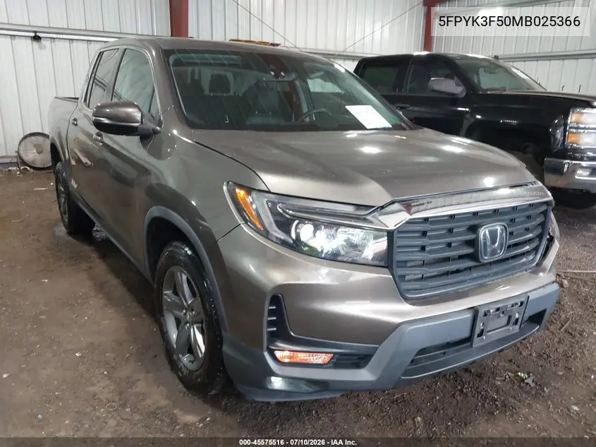 2021 Honda Ridgeline Awd Rtl VIN: 5FPYK3F50MB025366 Lot: 45575516