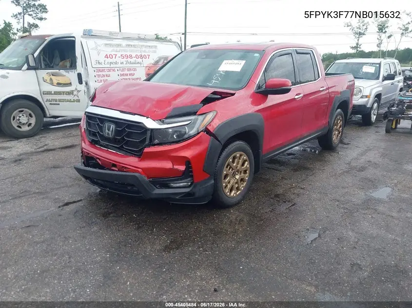 2022 Honda Ridgeline Rtl-E VIN: 5FPYK3F77NB015632 Lot: 45405484